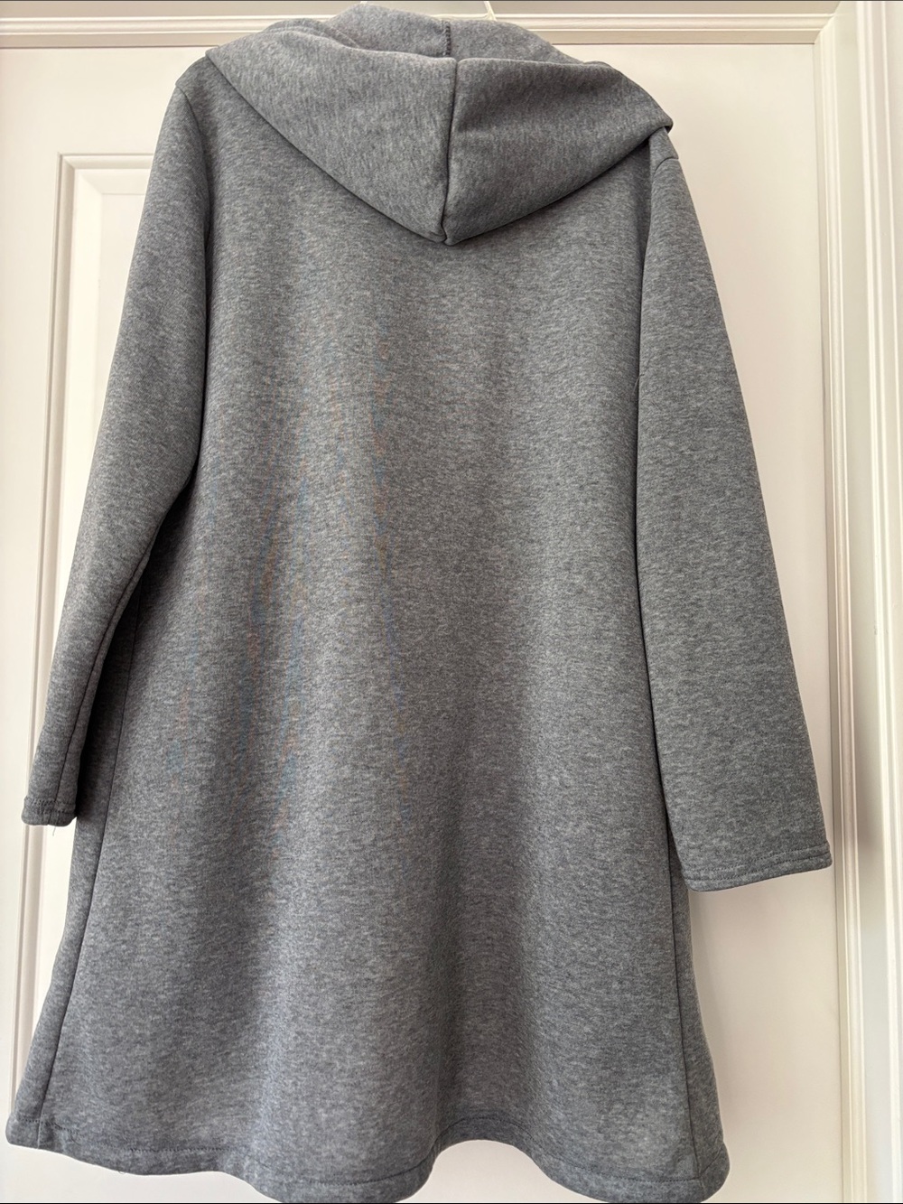 Long Grey Zip-Up Hooded Coatigan M - New w/o Tags - Picture 3 of 4